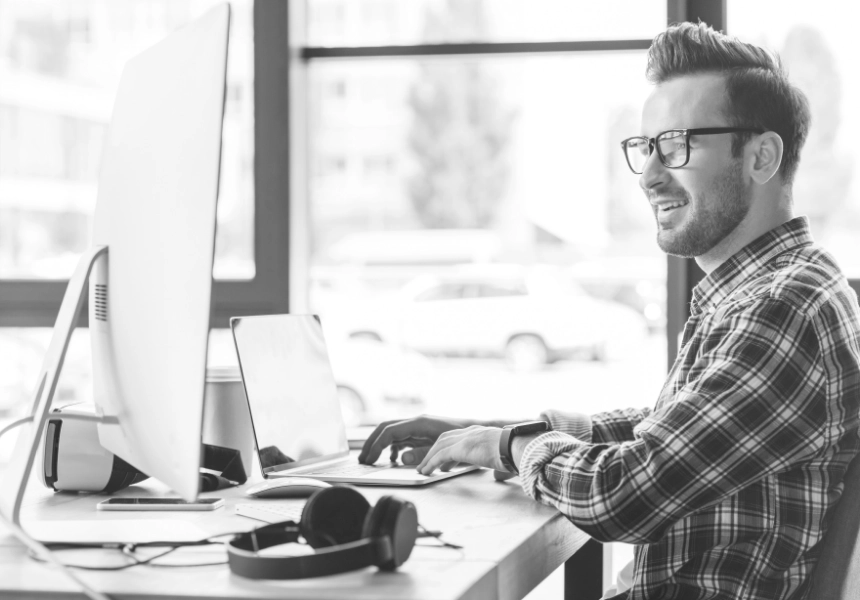 Man doing work on computer